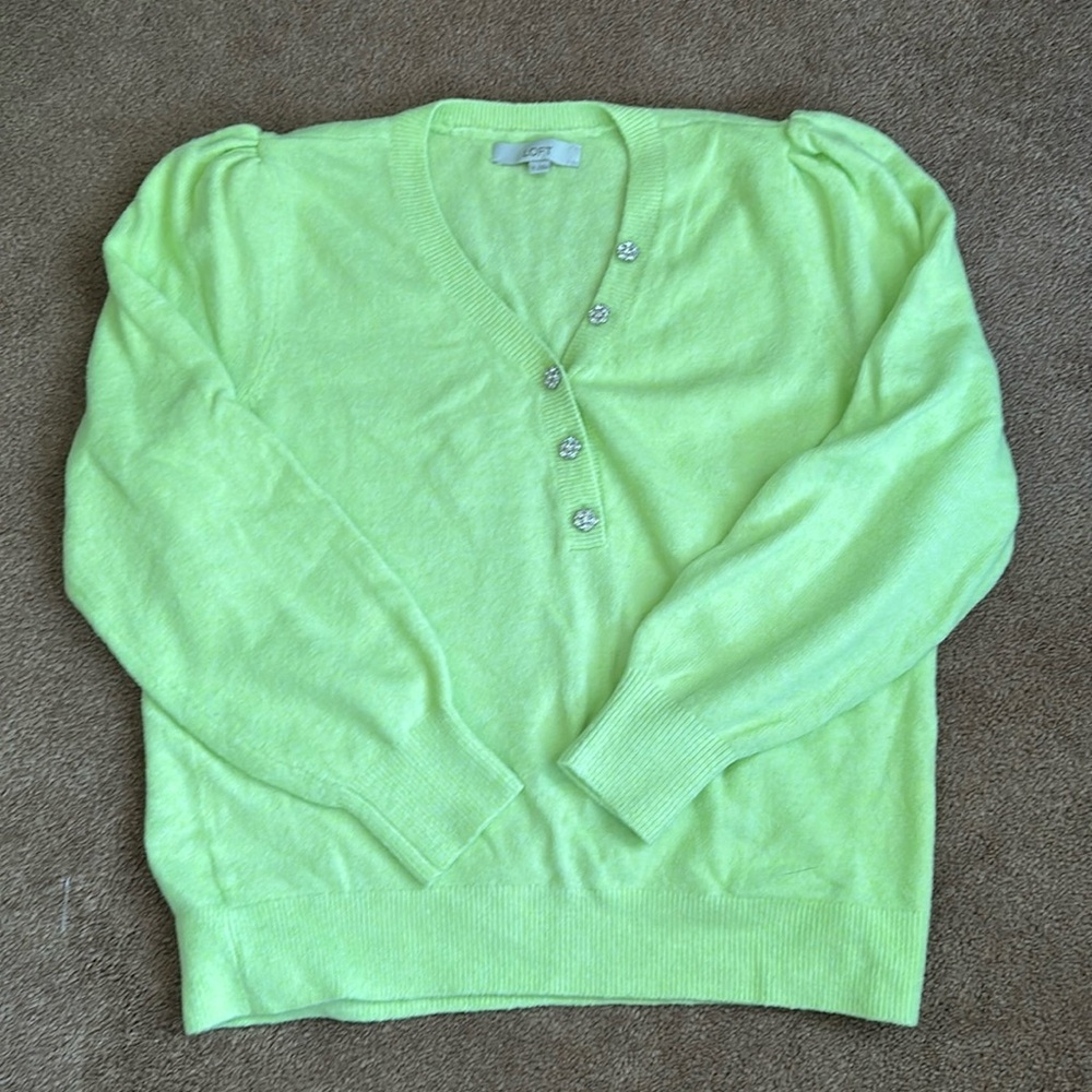 LOFT - Soft Embellished Button Sweater Size XL